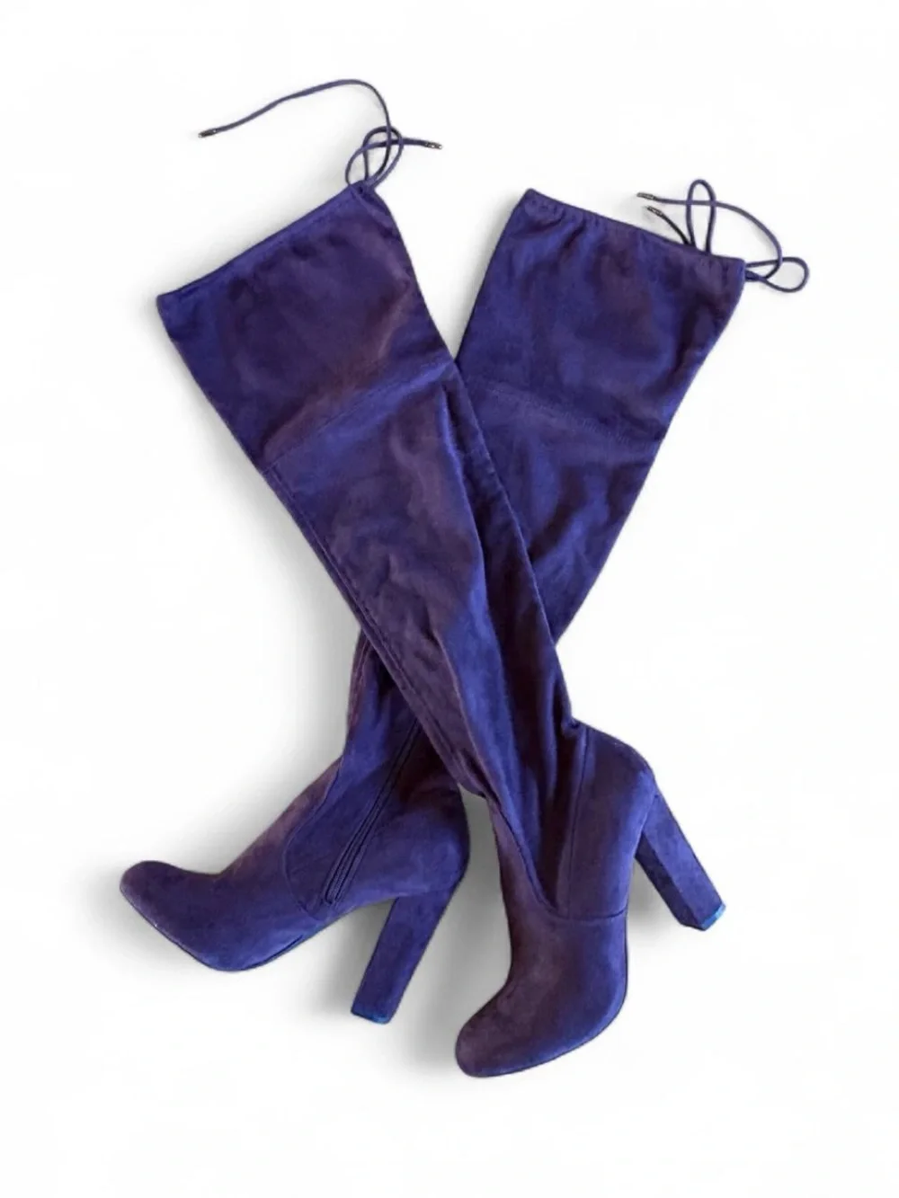 Purple Over-the-Knee Faux Suede Block Heel Boots Sz 10 Thigh High Sexy Going Out